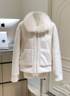 热心芝士openig自制冬日暖绒毛领保暖厚款羊羔毛外套女冬夹克上衣