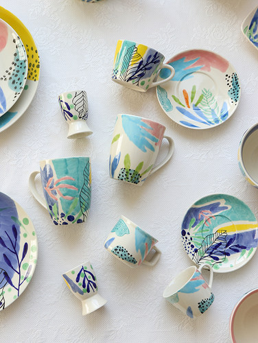出口芬兰手绘釉下彩餐具套装