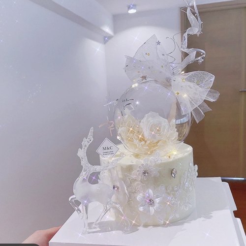 网红水晶球蕾丝镶钻仙女蛋糕装饰