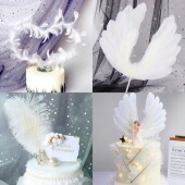 小仙女百变羽毛蛋糕装 饰白色天使网红大翅膀烘焙摆件唯美女神插件