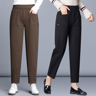 妈妈装 中年女裤 高腰休闲裤 春秋女士松紧腰哈伦裤 2019秋季 长裤 新款