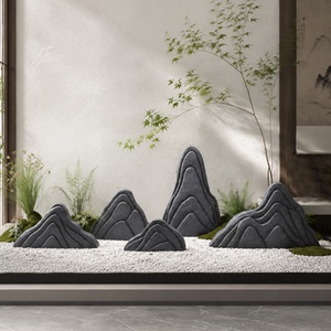 玻璃钢仿真山石中式禅意假山摆件