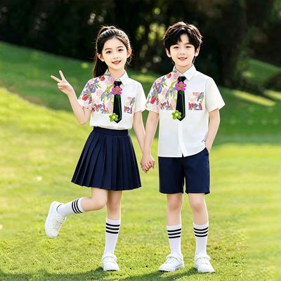 儿童表演服小学生学院风朗诵合唱演出校服幼儿园毕业班服夏季园服