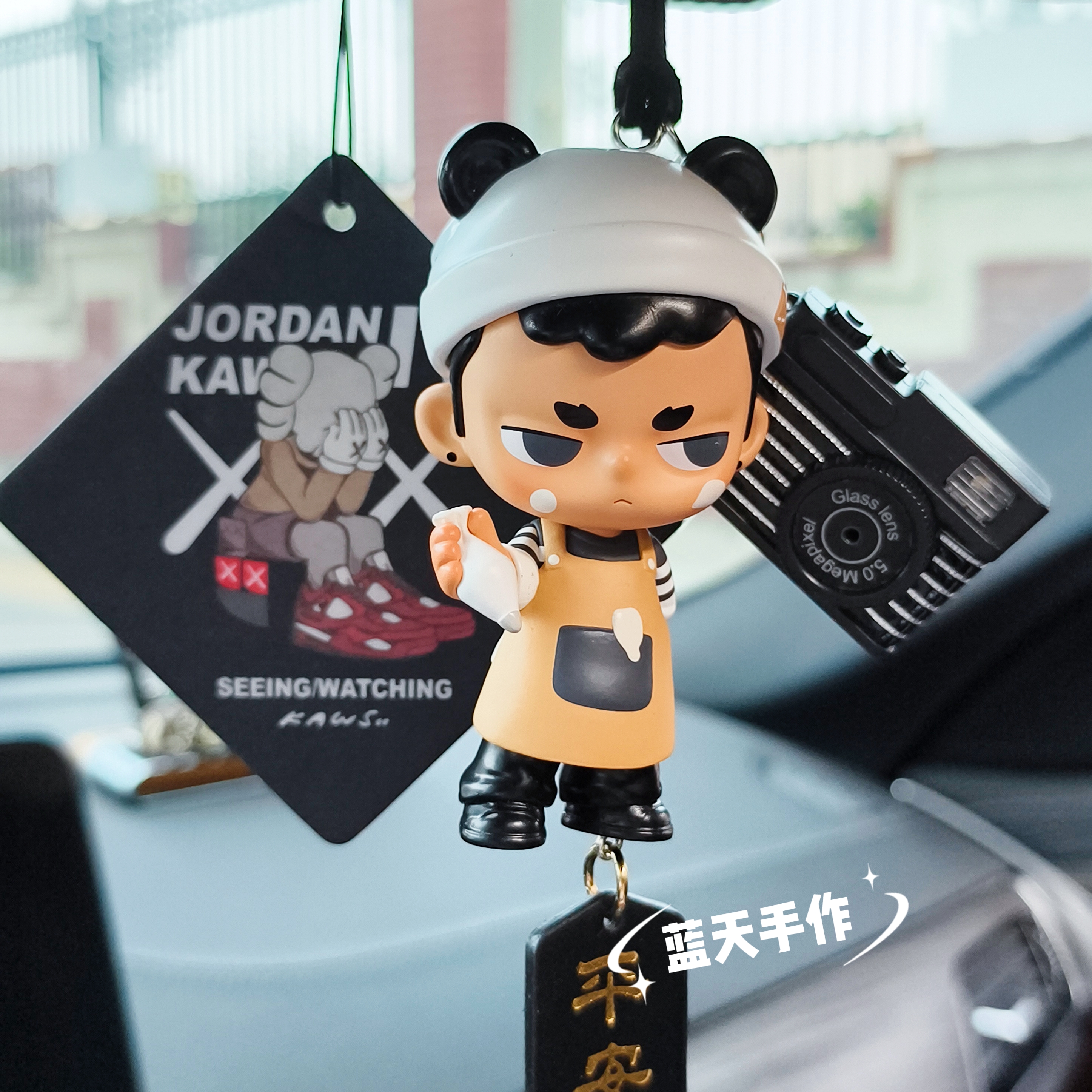 泡泡玛特车挂DIMOO正品POPMART翼龙滑翔伞汽车车载后视镜挂件