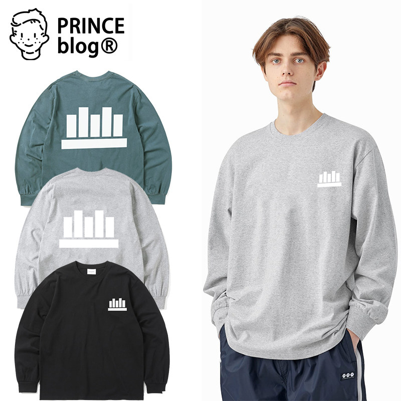 princeblog五条杠长袖t恤男秋季2022白色潮牌新款宽松纯棉运动长t