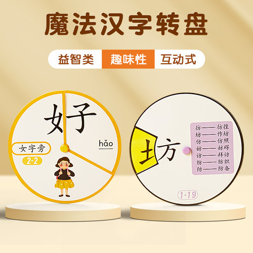 六品堂偏旁部首识字卡魔法转盘