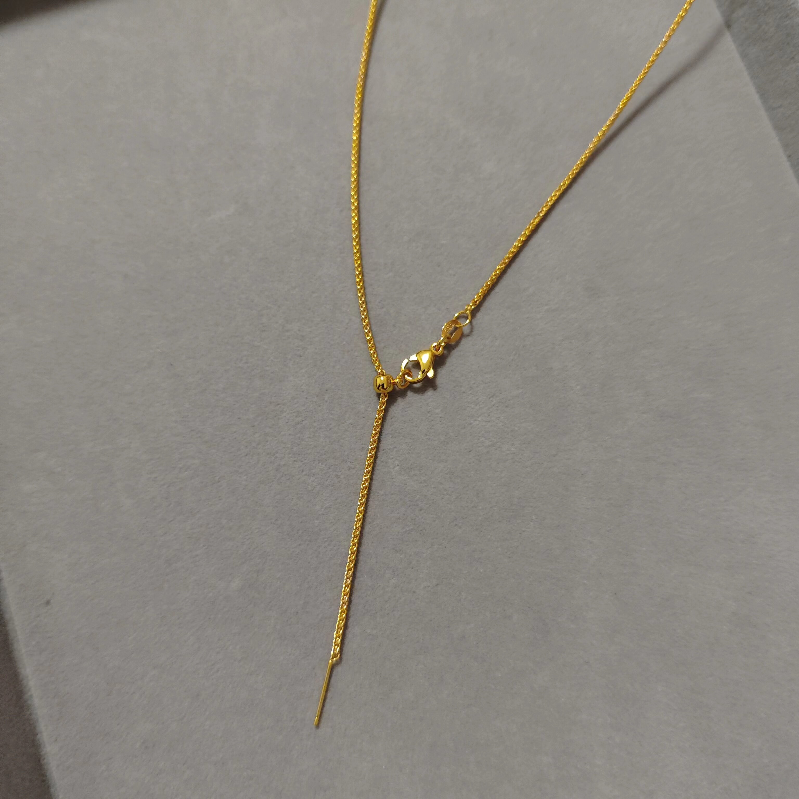 可穿吊坠镀18K金色万能针式细项链肖邦链可调节串珠毛衣素锁骨链