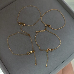 万能镀K金色简约细链子diy可穿吊坠串珠子百搭手链惊喜七夕礼物