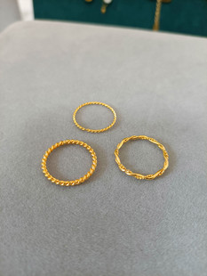 韩式风ins清新简约小众双线麻花戒指女时尚个性高级感钛钢细指环