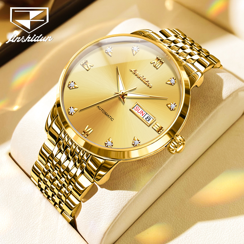 金仕盾金色手表男机械表夜光防水