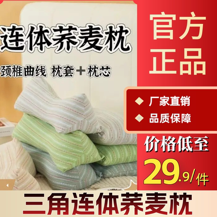 四季通用颈椎全荞麦壳组合小枕头护颈椎单人三角连体荞麦枕睡觉