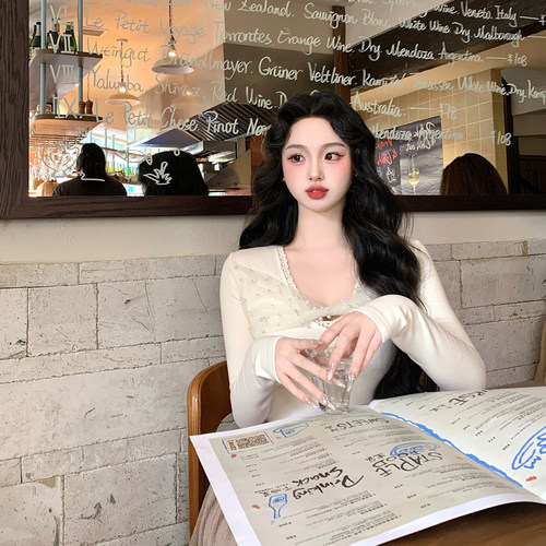 麓津自制《娇憨美人感》珍珠羊毛打底纯色复古针织内搭上衣女