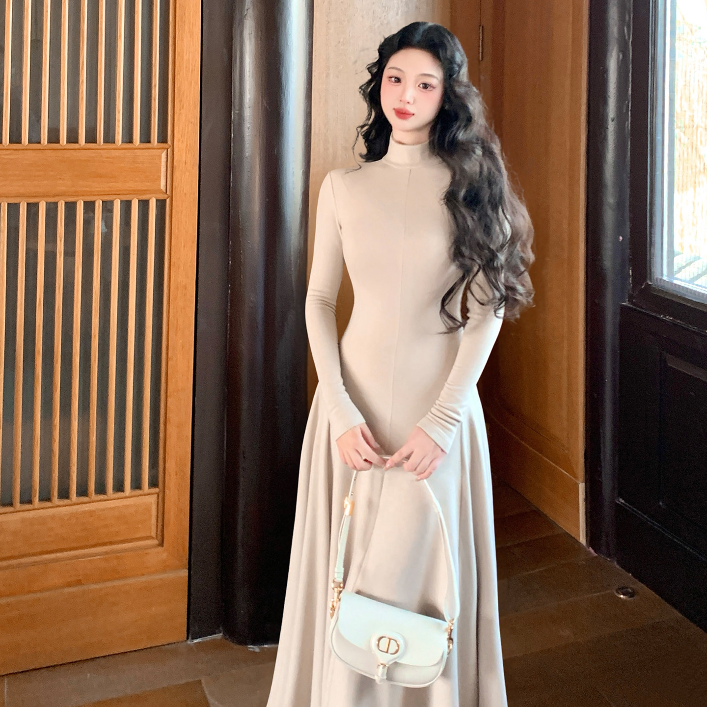 麓津自制《柔雾》高弹针织羊毛打底裙纯色高领内搭针织连衣裙女,女装/女士精品,毛针织衫,淘宝优惠券,粉丝福利购,淘宝优惠卷