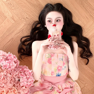 麓津自制《花束般的恋爱》夏美萌少女抹胸花苞可拆卸吊带连衣裙子
