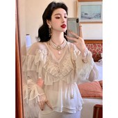 白色维多利亚复古衬衫 法式 上衣贵气缎面半身裙 莉莉丝 麓津自制