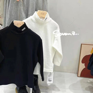 025冬款 儿童字母non德绒发热打底衫 男女中大立领中领上衣 童装 韩版