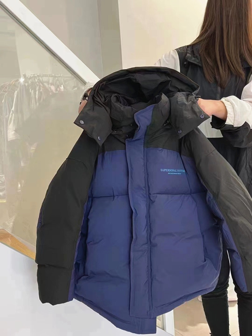 韩国羽绒服童装藏青色白鸭绒宽松