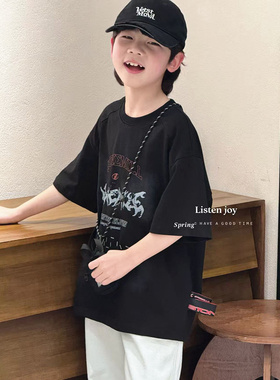 潮牌LJ家黑白两色RT65013短袖男女童2026夏装新款大童韩版亲子新