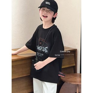 潮牌LJ家黑白两色RT65013短袖男女童2026夏装新款大童韩版亲子新