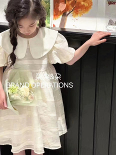 韩国童装潮牌娃娃领纱裙女童2026夏装梦幻公主裙巨美腻小裙儿童潮