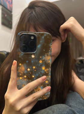 橙黄星星菲林~iPhone15pro苹果13promax适用vivoS9情侣mate50华为nova11小米13/14手机壳oppofindX5荣耀80/90