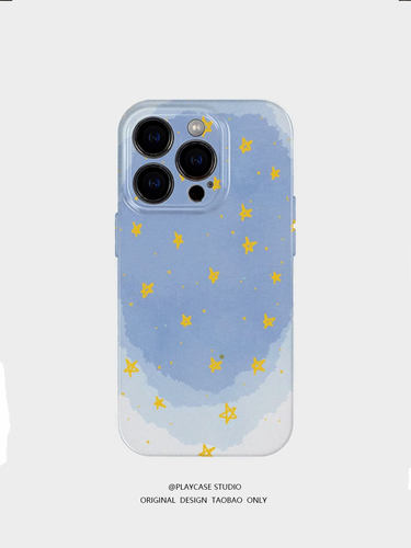 天蓝色星星~iPhone15pro苹果14promax适用vivoS9情侣mate60华为nova11小米13/14手机壳oppofindX6荣耀80/90