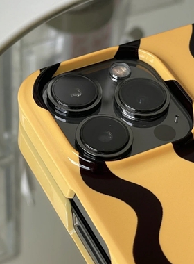 黄色条纹菲林适用华为mate50/p30手机壳p50/p40硬壳nova9/8/7情侣色 苹果14pro保护套小米13/12荣耀70/80红米