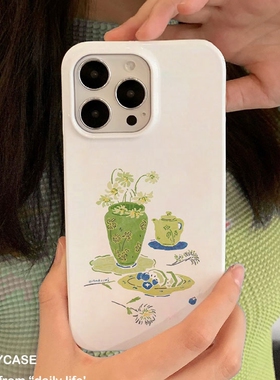 适用iPhone16promax苹果17小米17pro新款mate80华为p70荣耀200菲林nova15手机壳vivox300绿色花瓶~oppofindx9