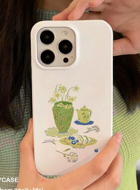 适用iPhone16promax苹果17小米17pro新款mate80华为p70荣耀200菲林nova15手机壳vivox300绿色花瓶~oppofindx9