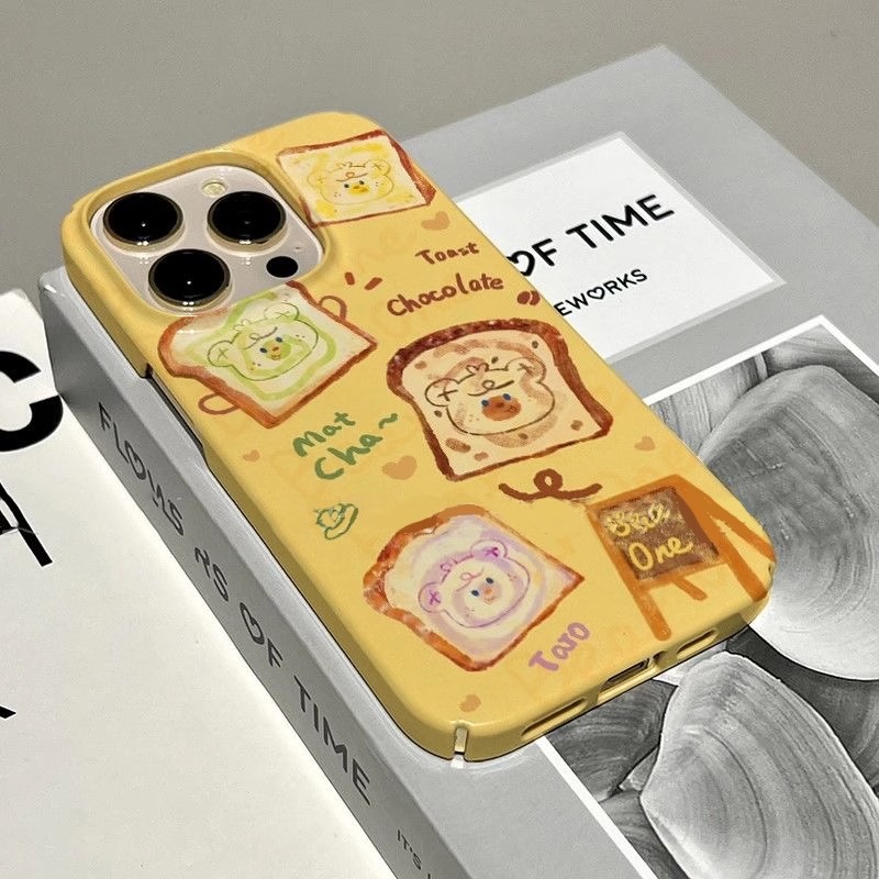 卡通土司小熊~适用华为mate60pro手机壳p60/p50菲林壳nova11/10硬壳小米14红米K60vivox100荣耀100可爱手机壳