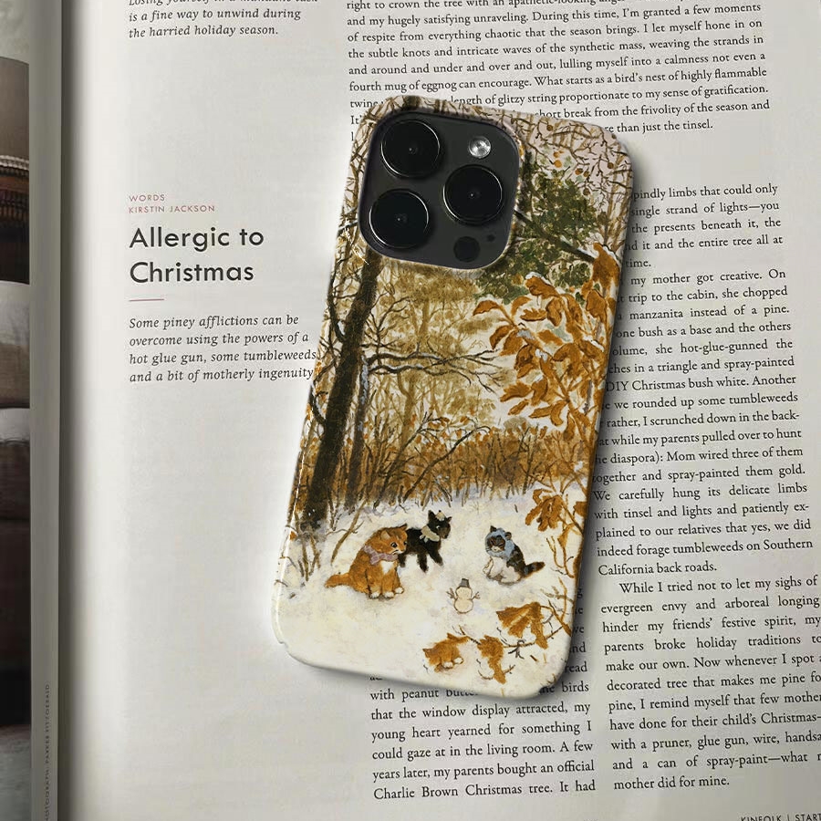 雪地森林猫狗适用iPhone16promax苹果15小米14新款mate70华为p70nova荣耀200菲林手机壳13opporeno13vivox100