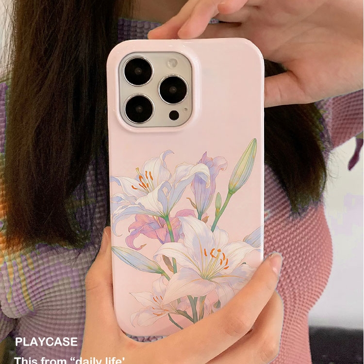适用iPhone16promax苹果14小米15新款mate70华为p70nova13荣耀200手机壳opporeno14软壳vivox100浪漫百合花