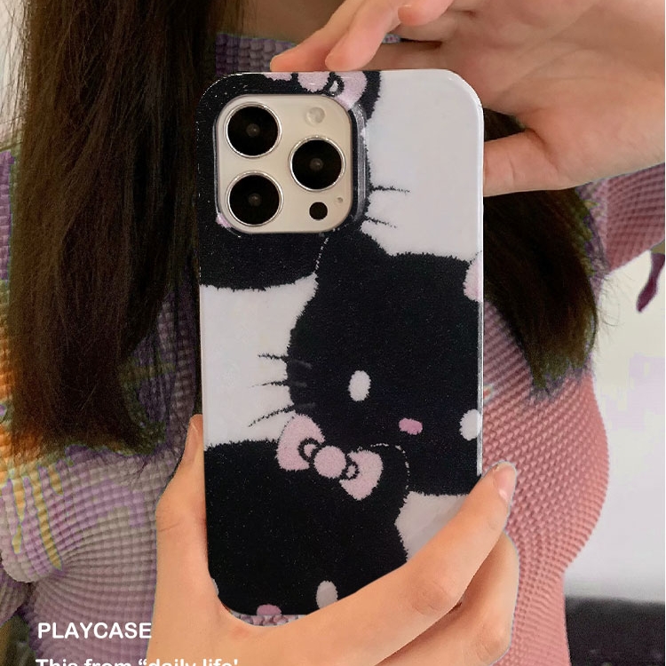 适用iPhone16promax苹果17小米17pro新款mate80华为p70荣耀200菲林nova13手机壳vivox300黑白凯蒂~oppofindx9