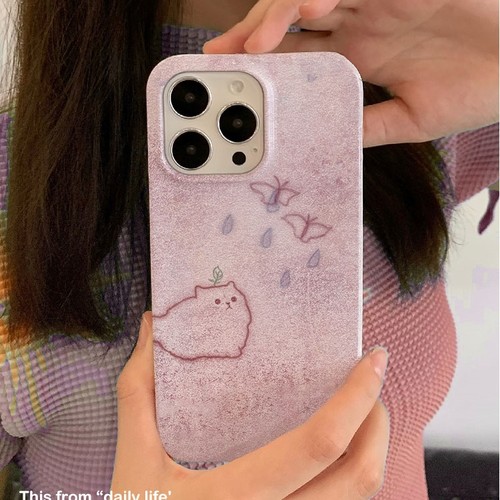 可爱追蝶猫咪适用iPhone16promax苹果14小米15新款mate70华为p70nova13荣耀200手机壳opporeno13软壳vivox100