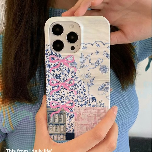 碎花蝴蝶结适用iPhone16promax苹果14小米15新款mate70华为p70nova荣耀200菲林手机壳13opporeno13软vivox100