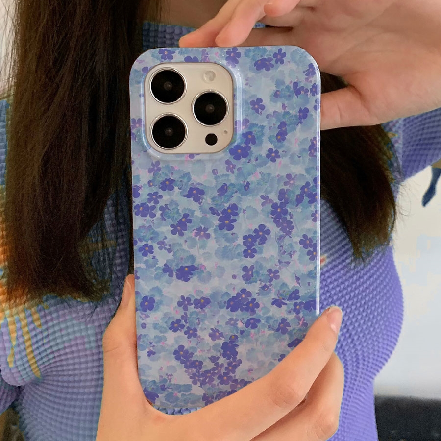 迷迭蓝花适用iPhone13苹果15Promax小米14/13拼接vivos18情侣手机壳11动物oppo华为Pura70Ultra硬壳mate60Pro