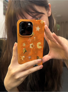 橙橘小星星~适用华为mate70pro手机壳p70/p60菲林壳nova11/10/9/8硬壳小米15/13/12一加ACE2PRO红米K60至尊版