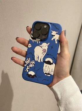 蓝色山羊~适用华为p60pro手机壳mate60/50/40/30pro全包p50/p40/p30pro硬壳nova10/9/8/7小米13/14情侣荣耀90