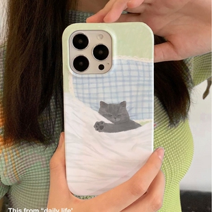 晚安猫咪适用iPhone16promax苹果15小米14新款mate60华为p70适用nova荣耀200菲林手机壳13opporeno12vivox100