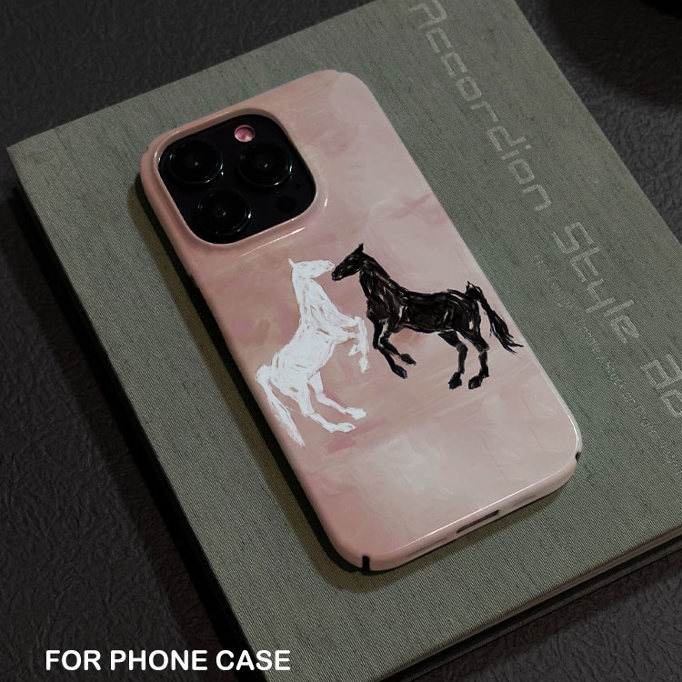 适用iPhone16promax苹果17小米17pro新款mate60华为p70荣耀200菲林nova13手机壳svivox300黑白马匹oppofindx9
