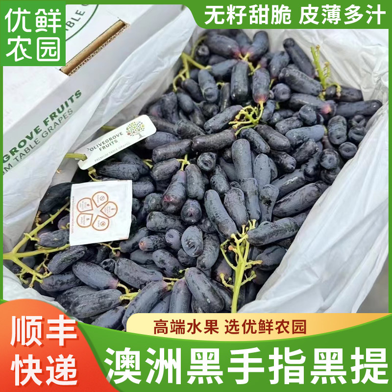 澳洲黑手指葡萄蓝宝石葡萄进口美人指水果无籽黑提当季新鲜顺丰