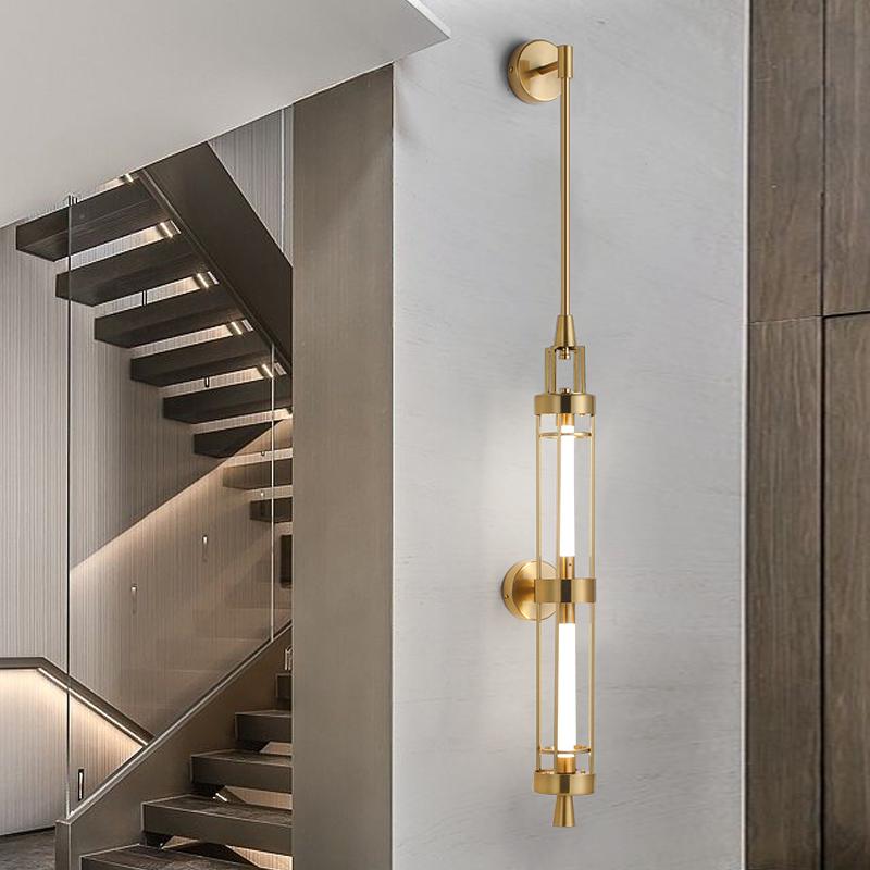 设计师样新中式板间长杆壁灯酒店售楼处会所走廊宴会厅背景墙灯