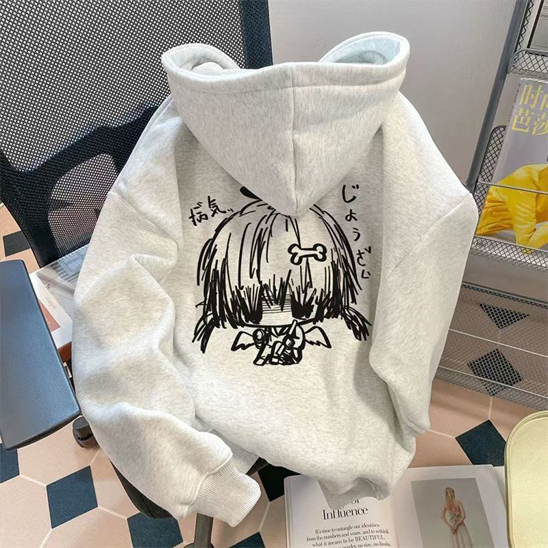 日系高街vibe潮牌印花连帽卫衣