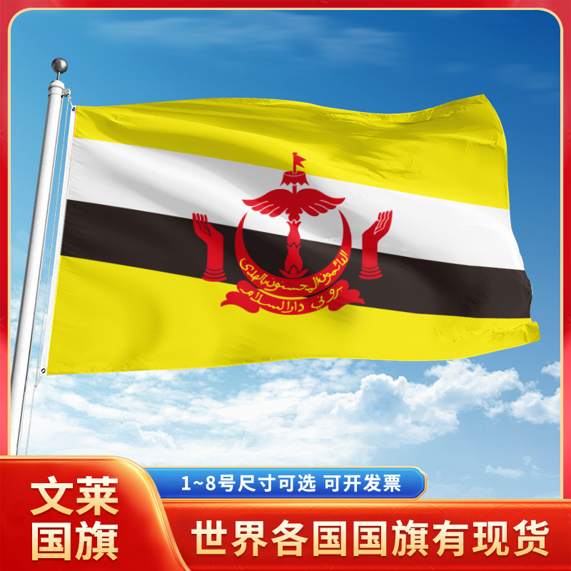 文莱国旗12345号户外世界各国旗帜万国旗手摇旗串旗定制办公桌旗