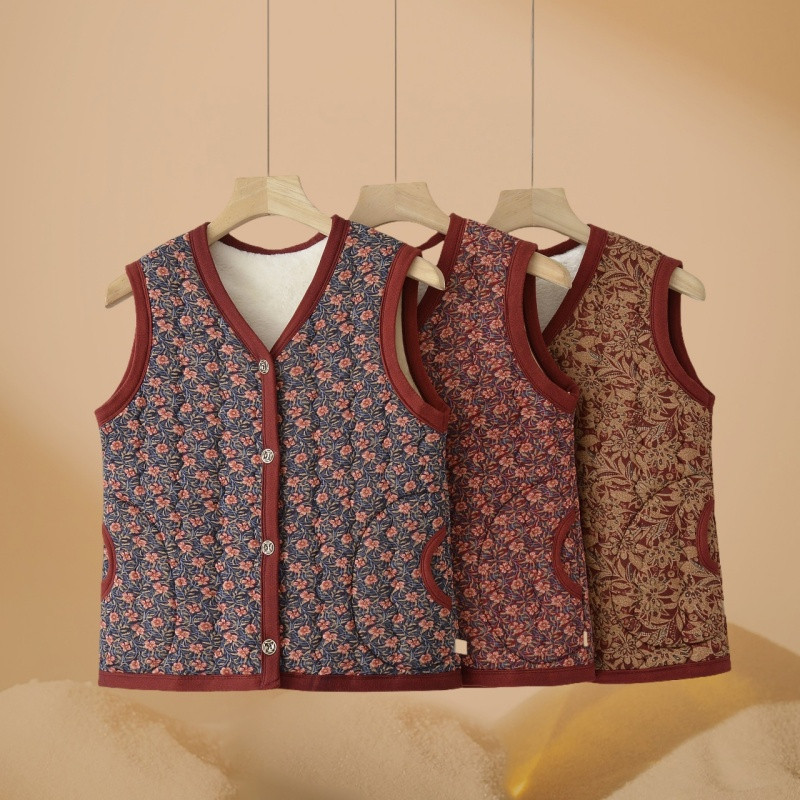 妈妈秋冬装加绒保暖棉马甲奶奶坎肩背心中老年女洋气碎花马夹外套,女装/女士精品,中老年女装,淘宝优惠券,粉丝福利购,淘宝优惠卷