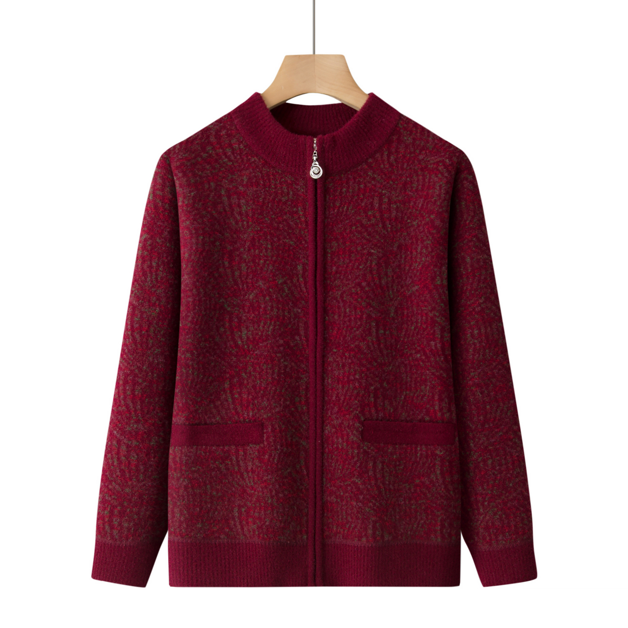 针织衣妈妈装秋冬款加绒开衫毛衣