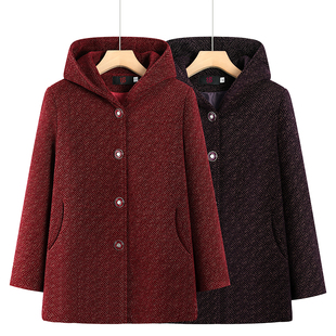 妈妈仿貂绒外套老年人冬装女奶奶中长款大衣加厚高贵老人连帽外衣