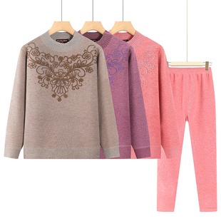 女老太秋衣秋裤 老年人秋冬装 加绒加厚打底衫 奶奶冬装 保暖内衣套装