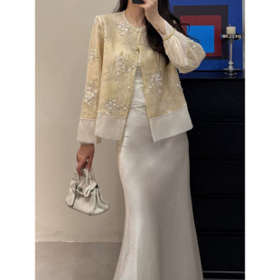 新中式 气质名媛高级感钉珠 国风刺绣外套女2025春夏季