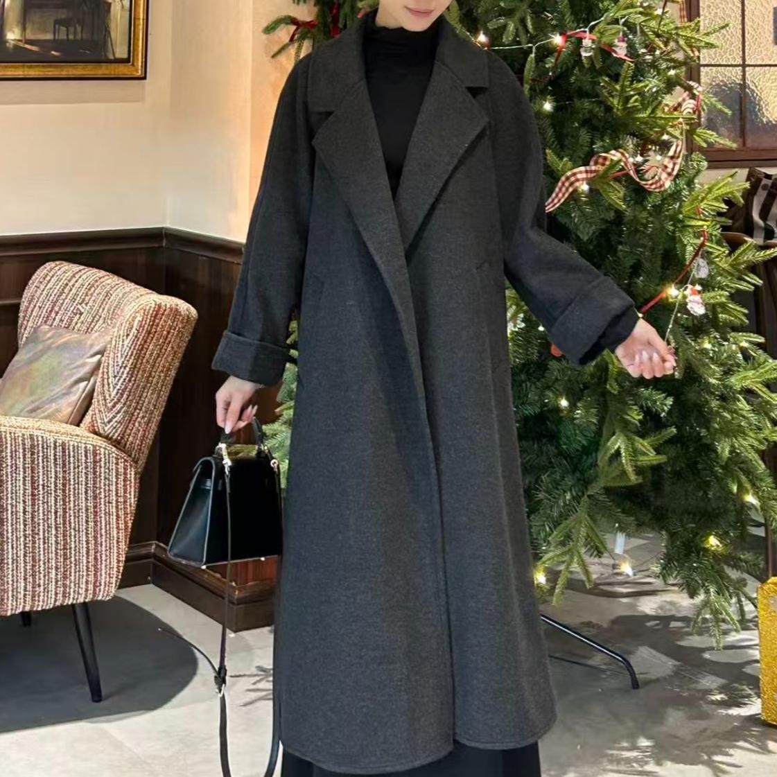 2025冬季直播爆款过膝长款毛呢外套秋冬设计感翻领大衣气质双面呢,女装/女士精品,毛呢外套,淘宝优惠券,粉丝福利购,淘宝优惠卷